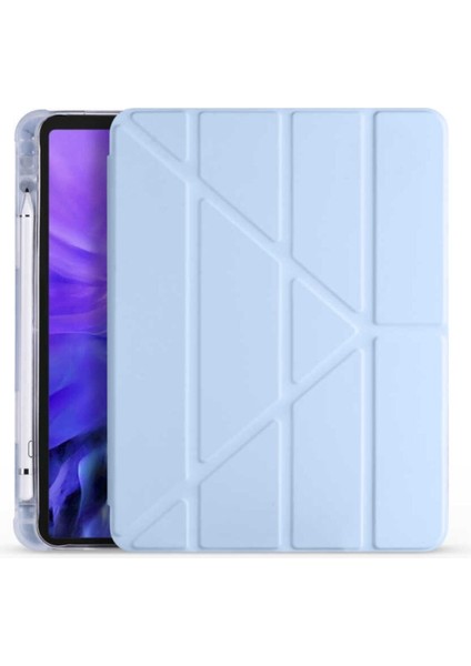 Apple iPad 9. Nesil 10.2 Inç Kılıf Kalem Bölmeli Silikon Smart Cover Tablet Kılıfı