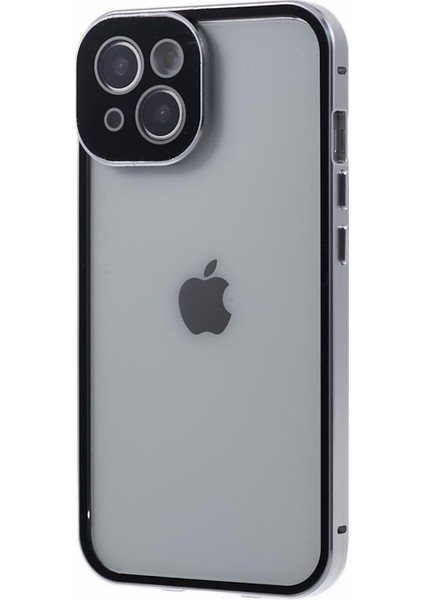 iPhone14 Manyetik Adsorpsiyon Çerçevesi+Temperli Cam Telefon Kapak Silver (Yurt Dışından)
