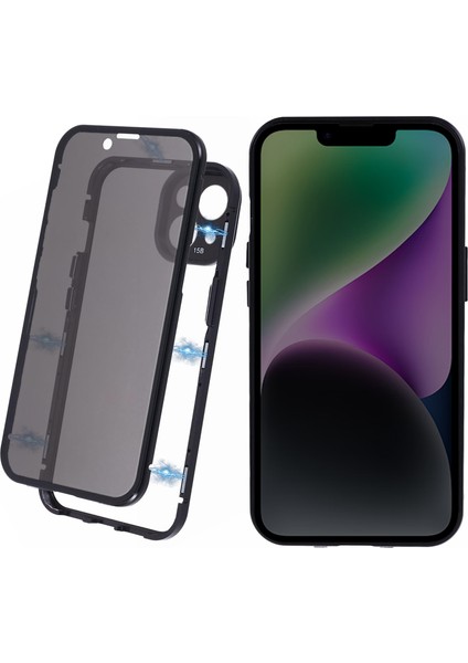 iPhone14 Manyetik Adsorpsiyon Çerçevesi+Temperli Cam Telefon Kapak Silver (Yurt Dışından)