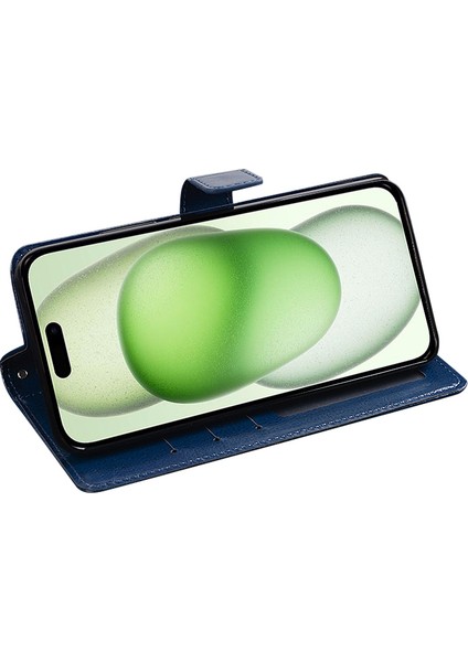 iPhone15 Case Case Horse Doku Deri Deri Stand Telefon Kapağı Cüzdan-Black (Yurt Dışından)