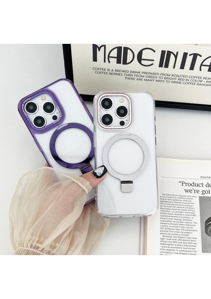 iPhone15 Pro Kickstand Case Için Magsafe Tpu+Pc ile Uyumlu Telefon Kapak Teminat (Yurt Dışından)