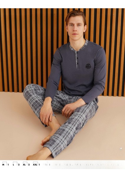 Erkek Süprem Uzun Kol Ince Pijama Takımı 6300 / 9 - 1 Adet
