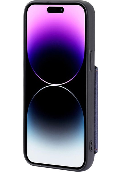 iPhone15 Plus Damla Geçirmez Pu Deri+Tpu Telefon Kılıfı Rfıd Bloking Cüzdan Kapağı Bilek Kayış Mavisi (Yurt Dışından)