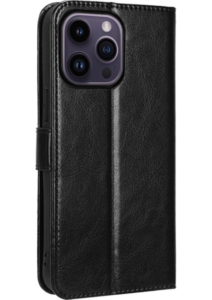 iPhone15 Pro Max Case Crazy Horse Doku Deri Deri Stand Anti-Fall Telefon Kapak Black (Yurt Dışından) indirimleri