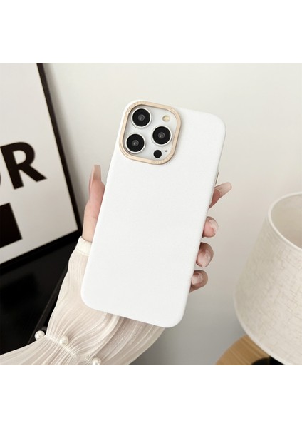 iPhone15 Pro Matte Telefon Kılıfı Için Sabit Pc Metal Lens Çerçevesi Çizelge Karşıtı Kapak-Beyaz (Yurt Dışından)