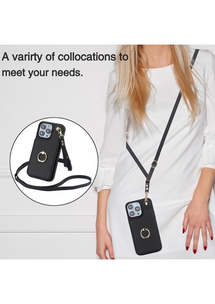 iPhone15 Pro Case Crossbody Pu Deri+Tpu Kart Tutucu Telefon Kapağı Omuz Kayışı Black (Yurt Dışından) indirimleri