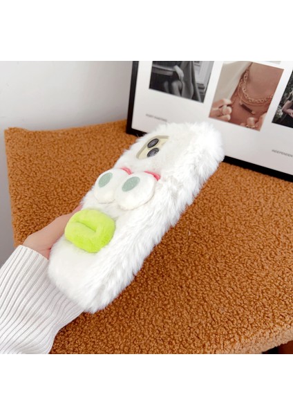 iPhone15 Plus Case Cote Cartoon Sosis Şeklinde Dudak Peluş+Tpu Anti-Fall Telefon Kapağına Sarı (Yurt Dışından)