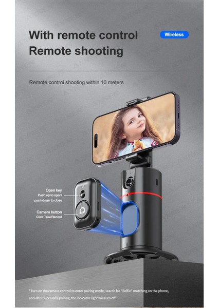 Kalite Otomatik Yüz Takip Eden Uzaktan Kumandalı Tripod 360 Derece Dönme Vücut Hareket Takip Kontrolü Gimbal Sabitleyici fiyatları