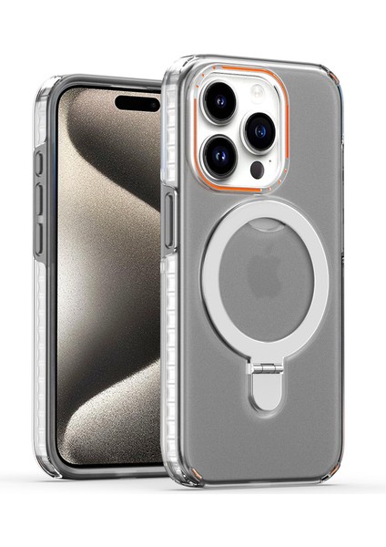 iPhone15 Pro Çıkarılabilir Pc+Tpu Anti-Drop Telefon Kabuğu Için Kickstand Slim Case Magsafe-Black ile Uyumlu (Yurt Dışından)