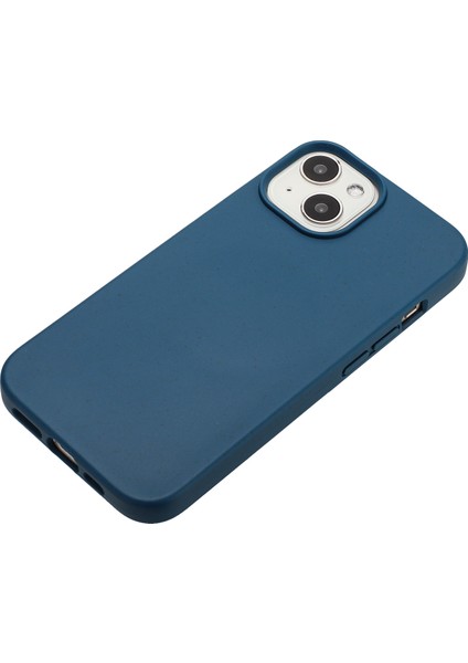 iPhone15 Plus Artı Biyolojik Olarak Parçalanabilir Kasa Buğday Samanı+Tpu Manyetik Telefon Kapak-Dark Mavi (Yurt Dışından)