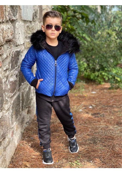 k Yeni Sezon Kapitone Kürklü 4 Parça Montlu Set
