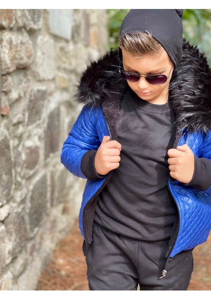 k Yeni Sezon Kapitone Kürklü 4 Parça Montlu Set