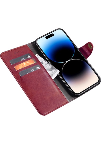 iPhone15 Pro-Sracratch Pu Deri Cüzdan Telefon Kapak-Kırmızı Için Şok Geçirmez Telefon Kılıfı (Yurt Dışından) modelleri