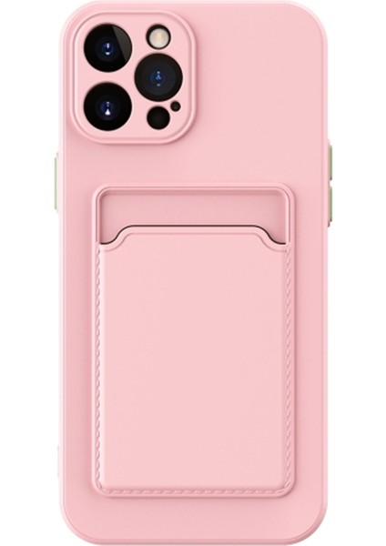 Kart Tutucu-Pembe ile iPhone15 Pro-Sracratch Yumuşak Tpu Telefon Kapağı Için Saf Renkli Telefon Kılıfı (Yurt Dışından)