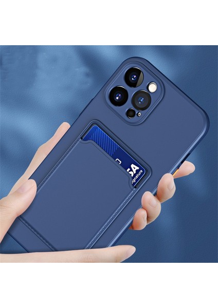 Kart Tutucu-Pembe ile iPhone15 Pro-Sracratch Yumuşak Tpu Telefon Kapağı Için Saf Renkli Telefon Kılıfı (Yurt Dışından)