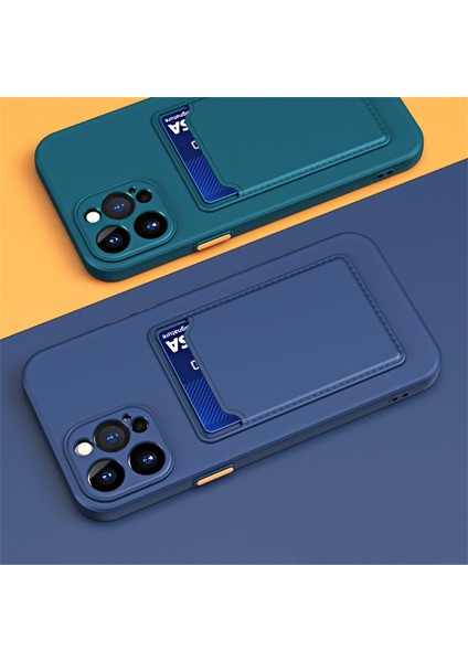 Kart Tutucu-Pembe ile iPhone15 Pro-Sracratch Yumuşak Tpu Telefon Kapağı Için Saf Renkli Telefon Kılıfı (Yurt Dışından)