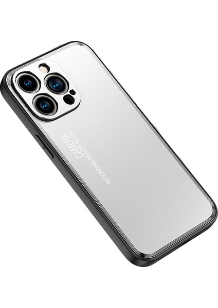 iPhone15 Pro Alüminyum Alaşım+Tpu Mat Mat Anti-Çizelge Kılıfı Akıllı Telefon Geri Kapak Silver (Yurt Dışından)