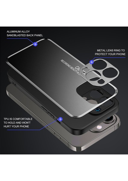 iPhone15 Pro Alüminyum Alaşım+Tpu Mat Mat Anti-Çizelge Kılıfı Akıllı Telefon Geri Kapak Silver (Yurt Dışından) modelleri