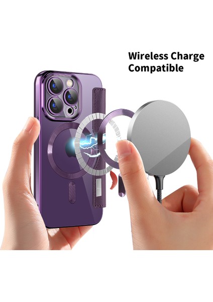 iPhone15 Pro Max Kart Tutucu Için Telefon Kılıfı Rfıd Engelleme Elektrapılaşma Deri Kapağı Magsafe-Pink ile Uyumlu (Yurt Dışından)