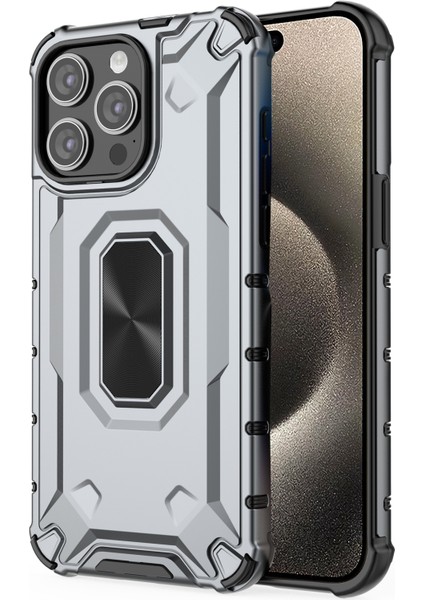 iPhone15 Pro Telefon Kılıfı Hibrid Hard Pc Yumuşak Tpu Şok Geçirmez Kapak-Grey (Yurt Dışından)