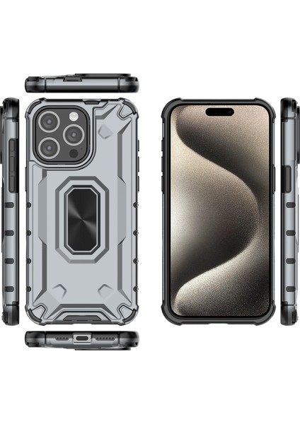 iPhone15 Pro Telefon Kılıfı Hibrid Hard Pc Yumuşak Tpu Şok Geçirmez Kapak-Grey (Yurt Dışından)