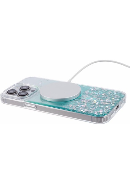 iPhone15 Pro Shockproof Case Için Jtw Serisi Sparkle Epoxy Tpu+Akrilik Telefon Kabuğu Magsafe-Green ile Uyumlu (Yurt Dışından) modelleri