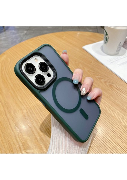 iPhone15 Pro Max Case Cep Telefonu Tpu+Pc Mat Kapağı Magsafe-Green ile Uyumlu (Yurt Dışından)