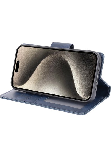 iPhone15 Pro Pu Deri+Tpu Cüzdan Stand Kapağı Çıkarılabilir Manyetik Telefon Kılıf Mavisi (Yurt Dışından) modelleri