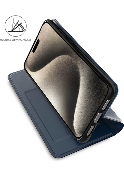 iPhone15 Pro Case Pu Pu Deri Telefon Kabuk Kart Tutucu Telefon Kapak Blue (Yurt Dışından) modelleri