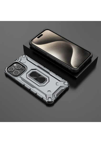 iPhone15 Pro Telefon Kılıfı Hibrid Hard Pc Yumuşak Tpu Şok Geçirmez Kapak-Grey (Yurt Dışından)