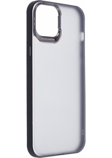 iPhone15 Plus Mat Slip Olmayan Telefon Kapağı Lens Çerçevesi Kickstand Pc+Tpu Hibrid Case Casparent Siyah (Yurt Dışından)