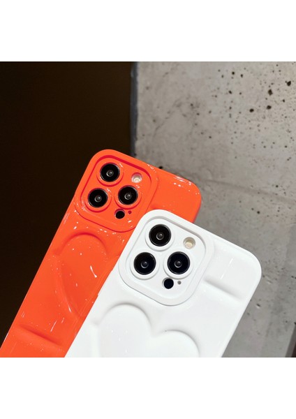iPhone15 Pro Max Tpu Case Glitter Telefon Kapağı 3D Efektli Kalp Şekli-Beyaz (Yurt Dışından) fırsatları
