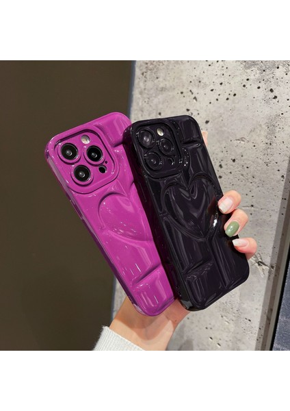 iPhone15 Pro Max Tpu Case Glitter Telefon Kapağı 3D Efektli Kalp Şekli-Beyaz (Yurt Dışından) indirimleri