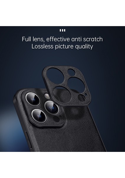 iPhone15 Pro Max Pu Deri+Tpu+Pc Telefon Kılıfı Şok Geçirmez Arka Kapak Mavisi (Yurt Dışından)