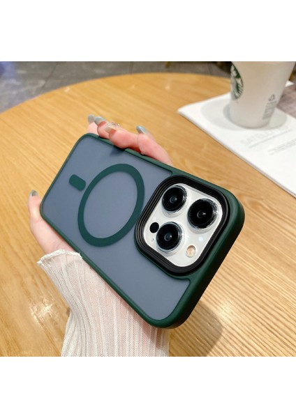iPhone15 Pro Max Case Cep Telefonu Tpu+Pc Mat Kapağı Magsafe-Green ile Uyumlu (Yurt Dışından)