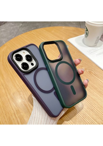 iPhone15 Pro Max Case Cep Telefonu Tpu+Pc Mat Kapağı Magsafe-Green ile Uyumlu (Yurt Dışından)