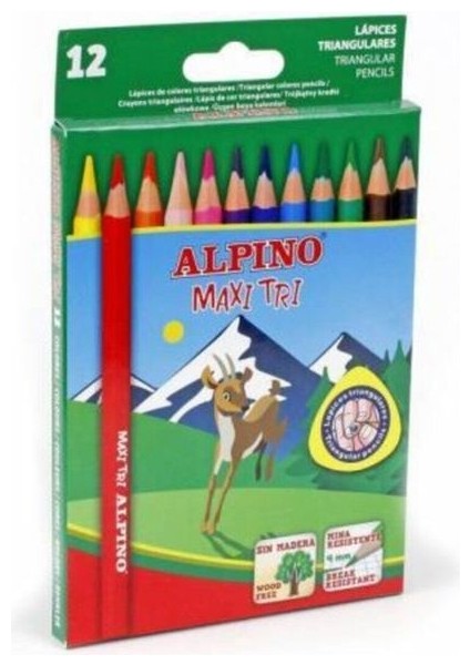 12'li Maxi Tri Kuru Boya Seti 4mm Uçlu Renkli Kalemler 12 Parça