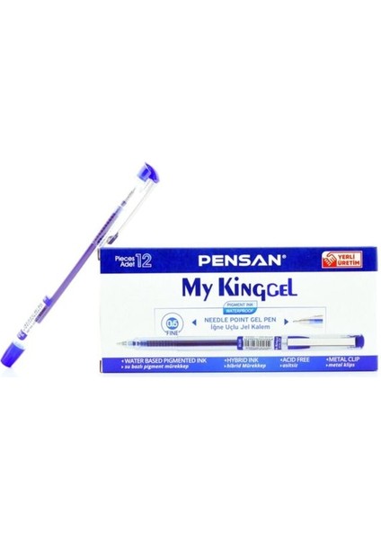 Jel Kalem My Kıng 0 5 mm Mavı Metal Klp 12 Adet