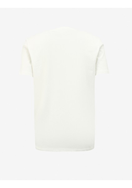Bisiklet Yaka Baskılı Kırık Beyaz Erkek T-Shirt J4SM-TST7235