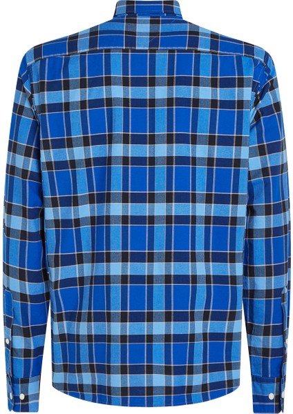 Slim Fit Düğmeli Yaka Mavi Erkek Gömlek MW0MW33780 modelleri