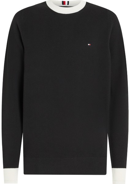 Bisiklet Yaka Slim Fit Siyah Erkek Kazak MW0MW33511