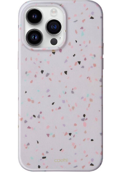 iPhone 14 Pro Uyumlu Kılıf Mozaik Desenli Coehl Terrazzo Kapak Gri