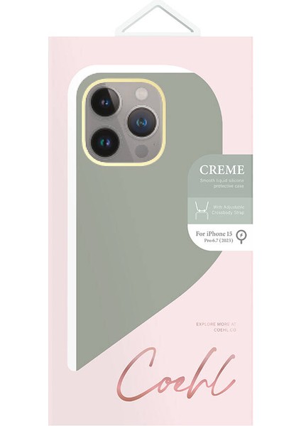 iPhone 15 Pro Max Uyumlu Kılıf Magsafe Şarj Özellikli Soft Yüzey Askı Ipli Coehl Creme Kapak Yeşil fiyatları