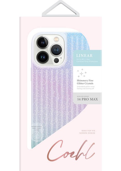 iPhone 14 Pro Max Uyumlu Kılıf Parlayan Arka Yüzey Coehl Linear Kapak Mor