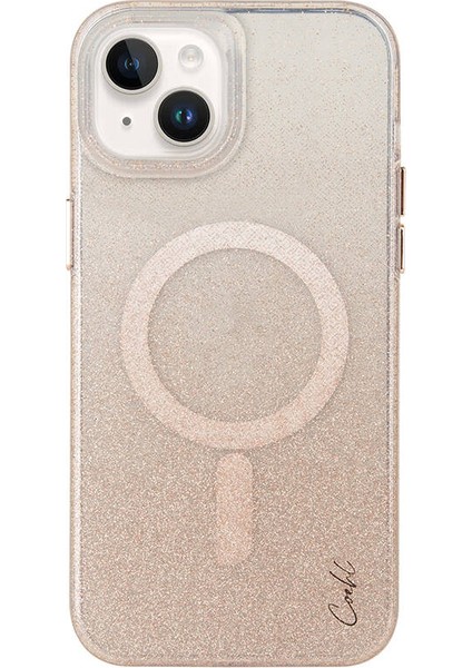 iPhone 14 Uyumlu Kılıf Magsafe Şarj Özellikli Simli Arka Yüzey Coehl Lumino Kapak Gold