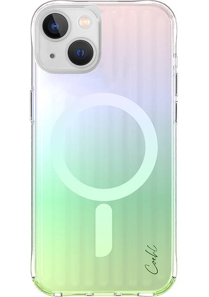 iPhone 15 Uyumlu Kılıf Magsafe Şarj Özellikli Parlayan Arka Yüzey Coehl Linear Kapak Yeşil