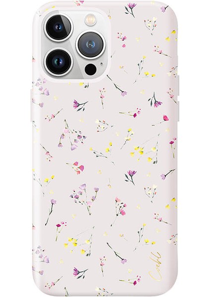 iPhone 15 Pro Max Uyumlu Kılıf Mini Çayır Çiçekleri Desenli Coehl Prairie Kapak Pembe Açık