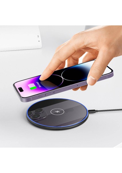 Masaüstü Wireless Şarj Aleti Wiwu WI-W012 Quantus 15W Hızlı Şarj Özellikli Siyah