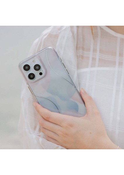 iPhone 14 Pro Max Uyumlu Kılıf Dalgalı Çizgi Desenli Coehl Palette Kapak Mavi