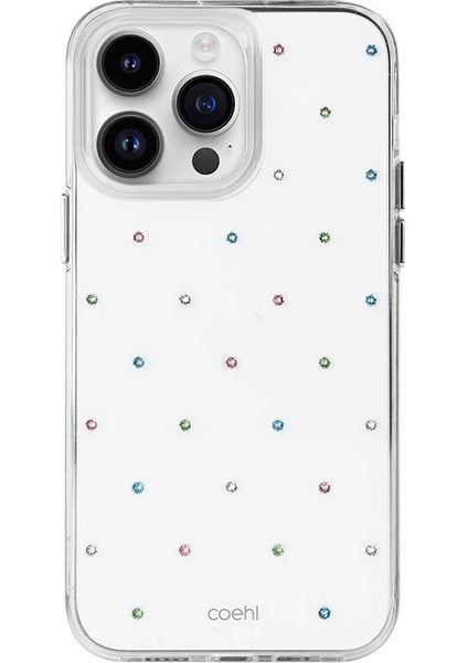iPhone 14 Pro Uyumlu Kılıf Tektaş Desenli Coehl Solitaire Kapak Şeffaf